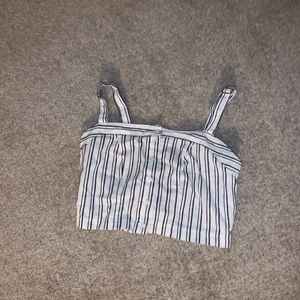 Brandy Melville Striped Crop Tank Top White/Blue